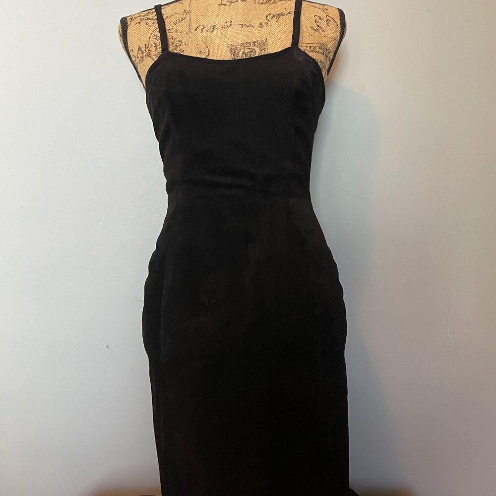 Vintage 1980 Hugo Buscati Milano Silky Pig Suede Little Black Dress – XS